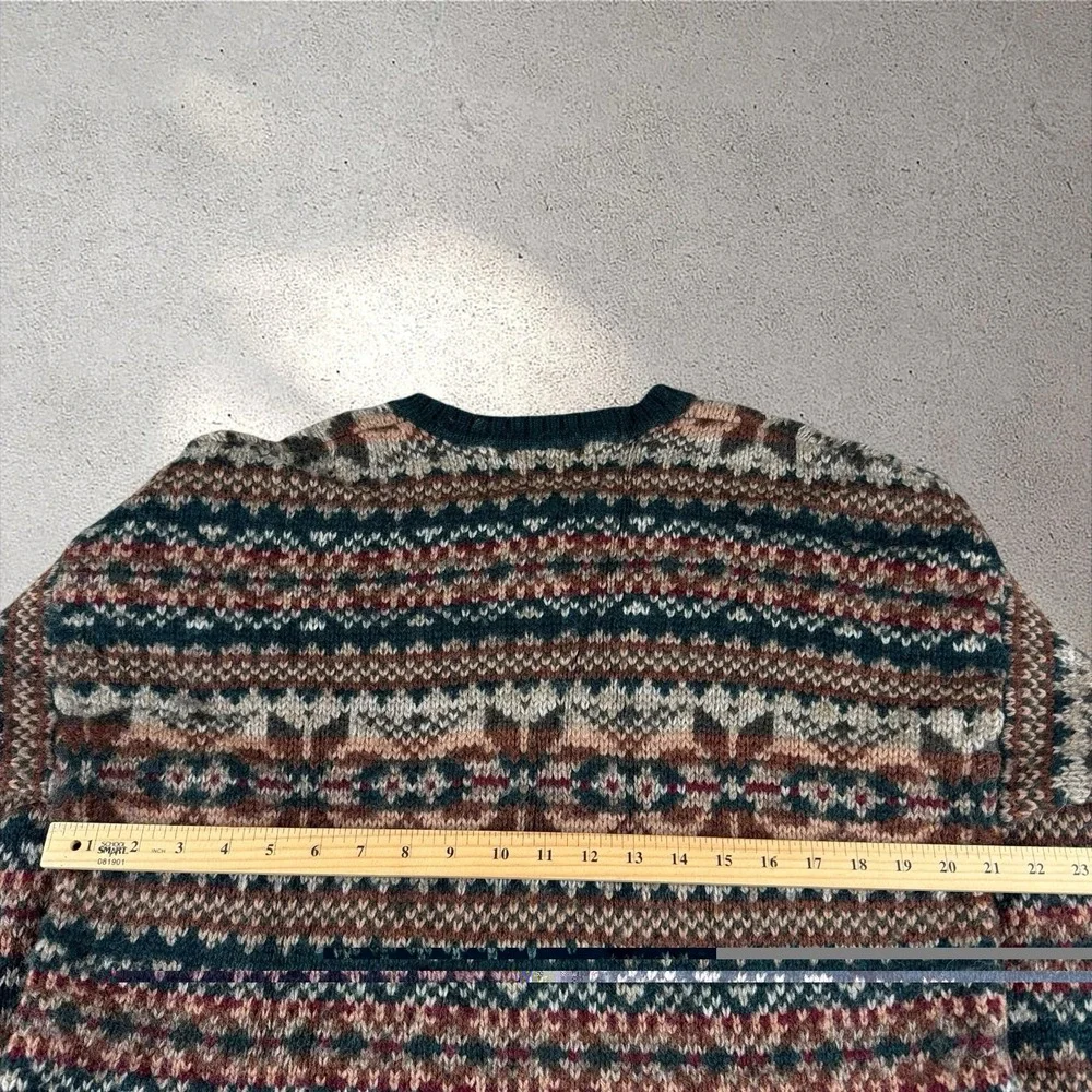 Vintage 90s Abercrombie & Fitch Wool Fair Isle Sweater Large Grandpa Thick Knit